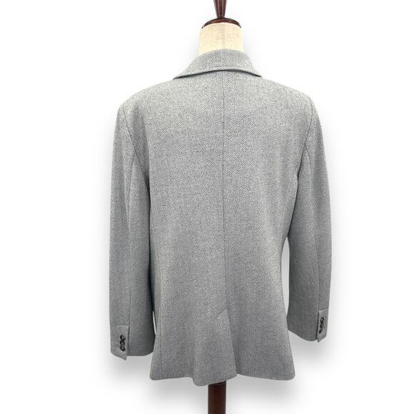 Ann Taylor Loft Blazer Size 16 Light Gray Chevron Knit Casual Career Suit Jacket - Picture 7 of 10